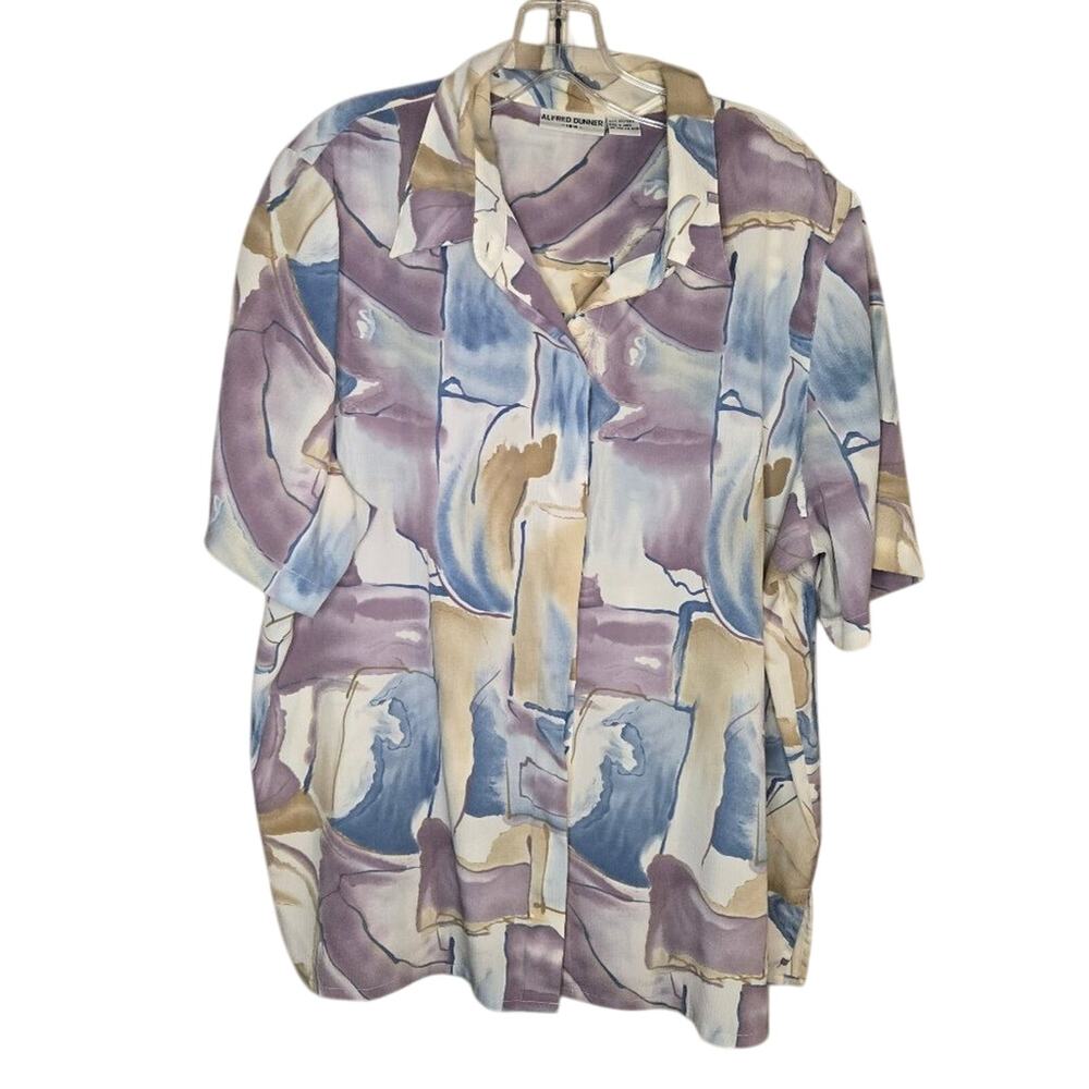 Alfred Dunner 18W Watercolor Pastel Button-Down Shirt [0289]